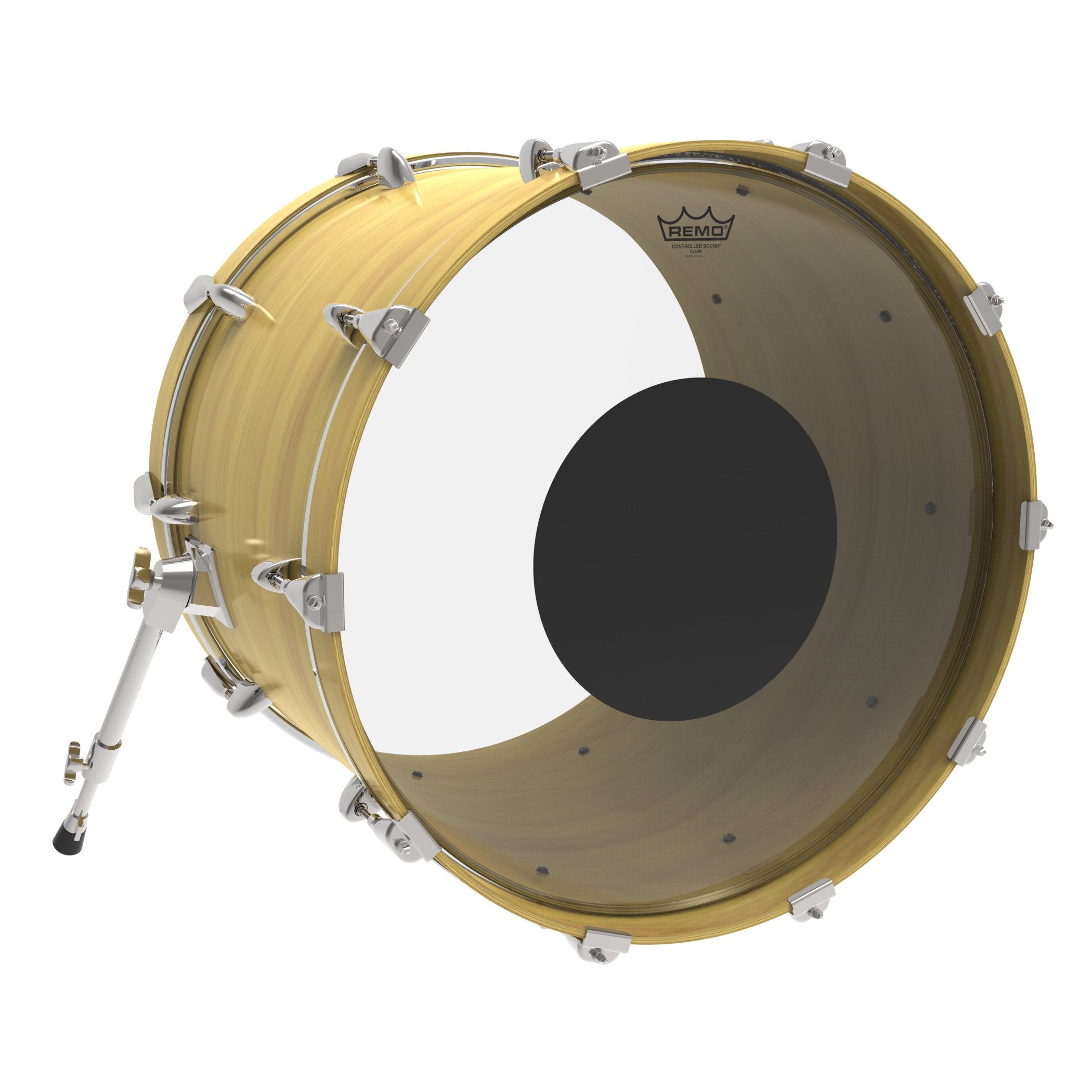 Remo Bass, Controlled Sound, Clear, 26'' Diameter, Black Dot(Tm) On Top